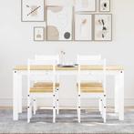 vidaXL 5-delige Eethoek Panama massief grenenhout wit, Huis en Inrichting, Complete eetkamers, Verzenden, Nieuw