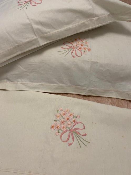 Drap de lit  - 240 cm - 260 cm, Antiek en Kunst, Antiek | Tapijten, Tafelkleden en Textiel