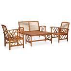 vidaXL 4-delige Loungeset massief acaciahout, Verzenden, Nieuw, Loungeset