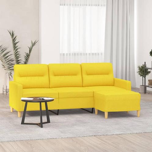 vidaXL Driezitsbank met voetenbank 180 cm stof lichtgeel, Huis en Inrichting, Zetels | Zetels, Nieuw, Verzenden
