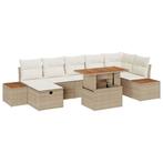 vidaXL Tuinbank Set met kussen met opslag 8 pcs Beige Poly, Tuin en Terras, Verzenden, Nieuw
