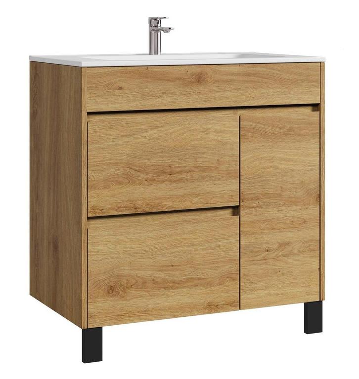 Badkamermeubel Set Salzburg 80 cm Eiken Staand Badmeubel, Huis en Inrichting, Badkamer | Badkamermeubels, Nieuw, Verzenden