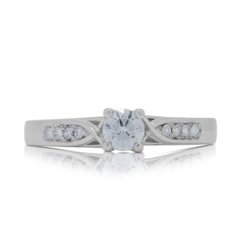 Ring - 18 karaat Witgoud -  0.30ct. tw. Diamant (Natuurlijk), Bijoux, Sacs & Beauté, Bijoux anciens