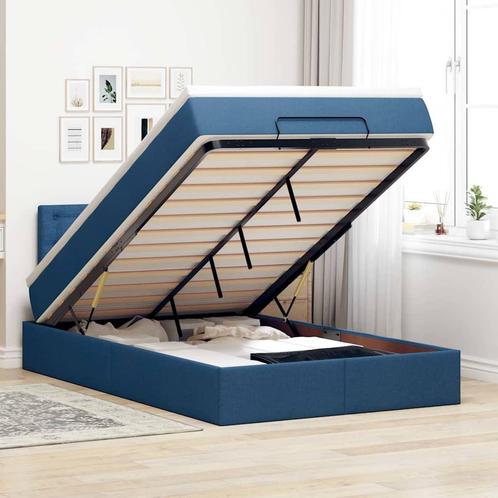 vidaXL Bed poef met matras en LEDs 120x200 cm stof blauw, Huis en Inrichting, Slaapkamer | Bedden, Nieuw, Verzenden