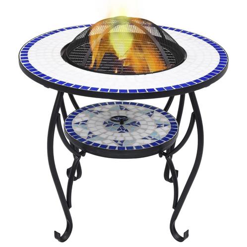 vidaXL Vuurtafel mozaïek 68 cm keramiek blauw en wit, Huis en Inrichting, Haarden, Nieuw, Verzenden