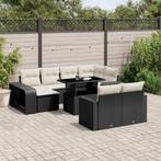vidaXL 11-delige Loungeset met kussens poly rattan zwart, Tuin en Terras, Verzenden, Nieuw, Loungeset