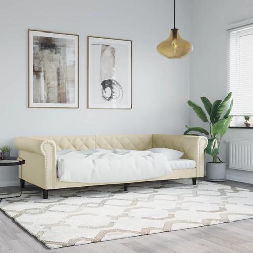 vidaXL Slaapbank 100x200 cm kunstleer crèmekleurig, Huis en Inrichting, Slaapkamer | Bedden, Nieuw, Verzenden