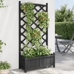vidaXL Plantenbak met latwerk massief vurenhout zwart, Tuin en Terras, Verzenden, Nieuw