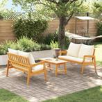 vidaXL Bistroset met kussen 3 pcs Bruin Massief Acacia Hout, Tuin en Terras, Tuinsets en Loungesets, Verzenden, Nieuw