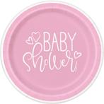 Baby Shower Borden Roze 23cm 8st, Hobby & Loisirs créatifs, Verzenden