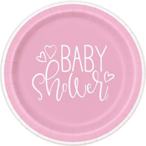Baby Shower Borden Roze 23cm 8st, Hobby & Loisirs créatifs, Articles de fête, Envoi
