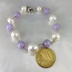Zonder Minimumprijs - Armband Zilver Parel - Amethist -, Handtassen en Accessoires, Armbanden, Nieuw