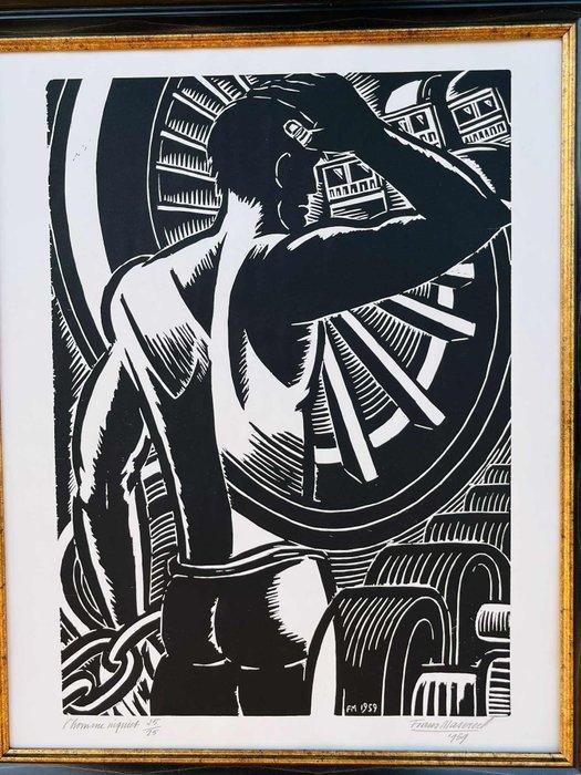 Frans Masereel (1889-1972) - Figuur in abstract landschap., Antiek en Kunst, Antiek | Overige Antiek