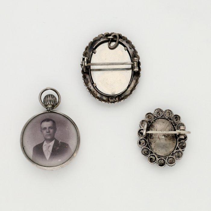 Sans Prix de Réserve - Pendentif Argent - Haarwerk - Broche, Bijoux, Sacs & Beauté, Bijoux anciens