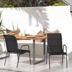 vidaXL Tuinstoelen 2 st staal en textileen zwart, Tuin en Terras, Tuinstoelen, Verzenden, Nieuw