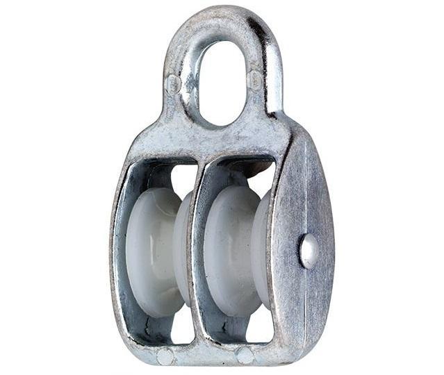 Katrol nylon wiel duplex 12x50 mm verzinkt, Doe-het-zelf en Bouw, Hang- en Sluitwerk, Klink of Kruk, Nieuw, Overige materialen