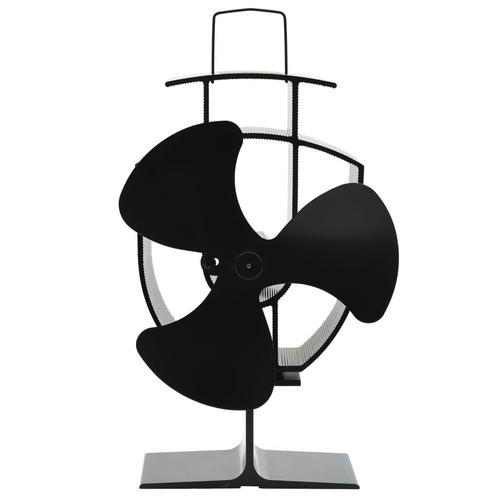 vidaXL Kachelventilator met 3 vinnen zwart, Huis en Inrichting, Kachels, Nieuw, Verzenden