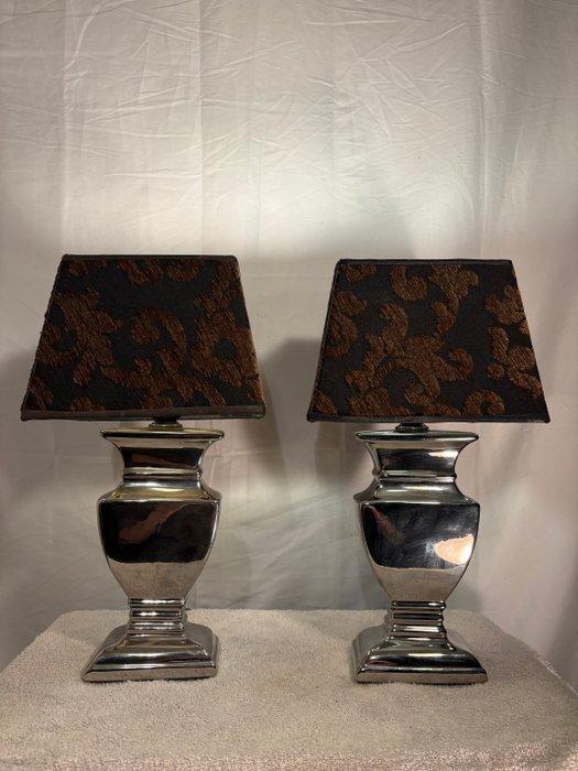 Lampe de table - Chromé(e), Textile - Deux lampes de table, Antiquités & Art, Curiosités & Brocante