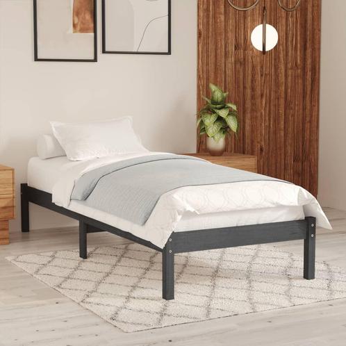 vidaXL Bedframe massief grenenhout grijs 90x200 cm, Maison & Meubles, Chambre à coucher | Lits, Envoi