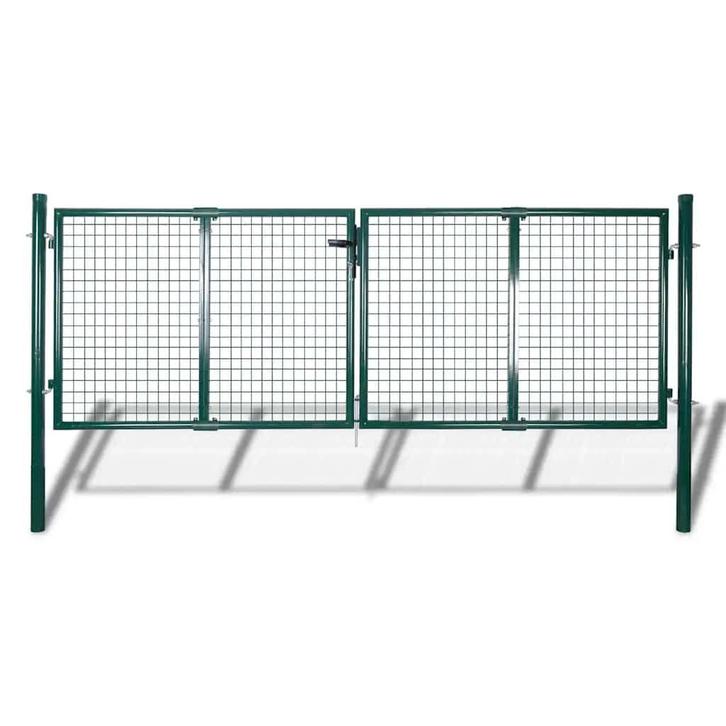 vidaXL Hekpoort staal 300x100 cm groen, Jardin & Terrasse, Portes de jardin, Envoi