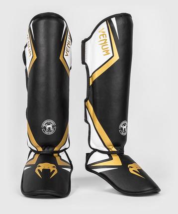 Venum CONTENDER 2.0 Scheenbeschermers Zwart Wit Goud, Verzenden