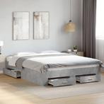vidaXL Bedframe met lades bewerkt hout betongrijs 140x200 cm, Huis en Inrichting, Slaapkamer | Bedden, Verzenden, Nieuw