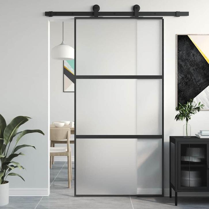 vidaXL Schuifdeur 102,5x205 cm gehard glas en aluminium, Doe-het-zelf en Bouw, Deuren en Vliegenramen, Nieuw, Verzenden