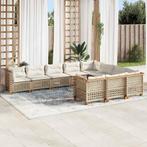 vidaXL 10-delige Loungeset met kussens poly rattan beige, Verzenden, Nieuw, Loungeset