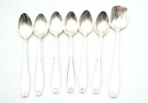 Lepel (7) - Zilver - 6 lepels + suikerlepel, Antiek en Kunst, Antiek | Zilver en Goud