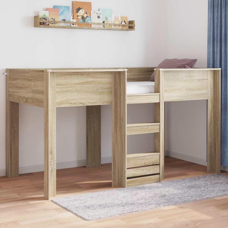 vidaXL Stapeld bed voor kids Sonoma Eik 100 x 200 cm Bewerkt, Maison & Meubles, Chambre à coucher | Lits, Envoi