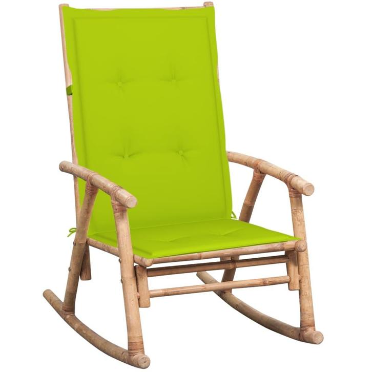 vidaXL Schommelstoel met kussen bamboe, Tuin en Terras, Tuinstoelen, Nieuw, Verzenden