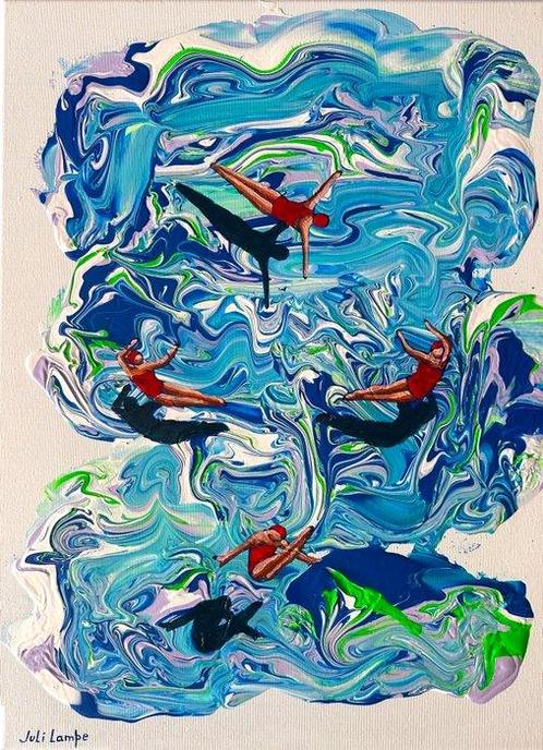 Juli Lampe (XX-XXI) - Swimming Lovers. Flight Balance., Antiek en Kunst, Kunst | Schilderijen | Modern