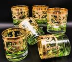 Whiskyglas (6) - handgemaakte smaragd - .999 (24 kt) goud,