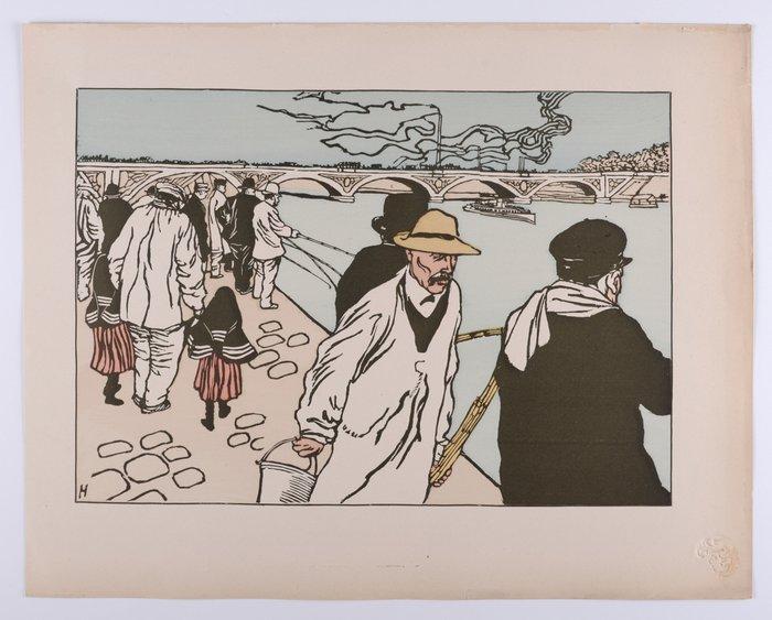 Charles Huard (1874-1965) - Pêcheurs à la ligne, Antiek en Kunst, Kunst | Designobjecten