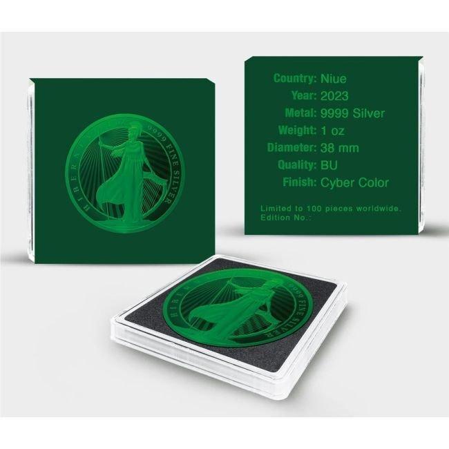 Niue. 2 Dollars 2023- 1 oz Hibernia Cyber Green (Zonder, Postzegels en Munten, Edelmetalen en Baren