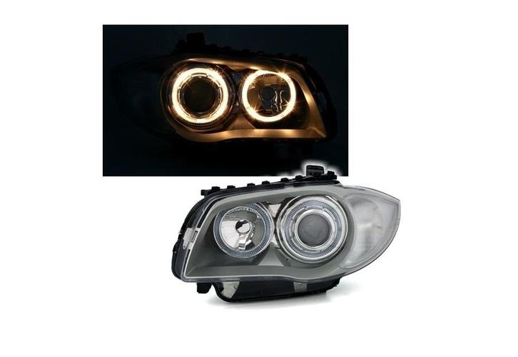 Xenon look Koplampen met Angel Eyes voor BMW 1 Serie E81 E82, Auto diversen, Tuning en Styling, Ophalen of Verzenden
