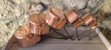 Ensemble de casseroles (5) - Cuivre, Étain, fonte - beschikbaar voor biedingen