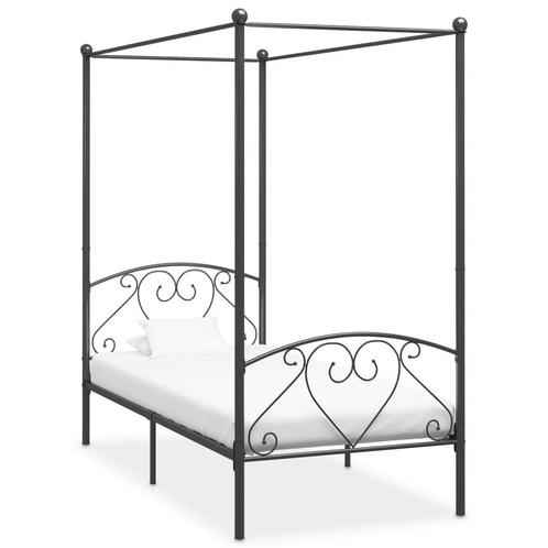 vidaXL Cadre de lit à baldaquin Gris Métal 90 x 200 cm, Maison & Meubles, Chambre à coucher | Lits, Neuf, Envoi