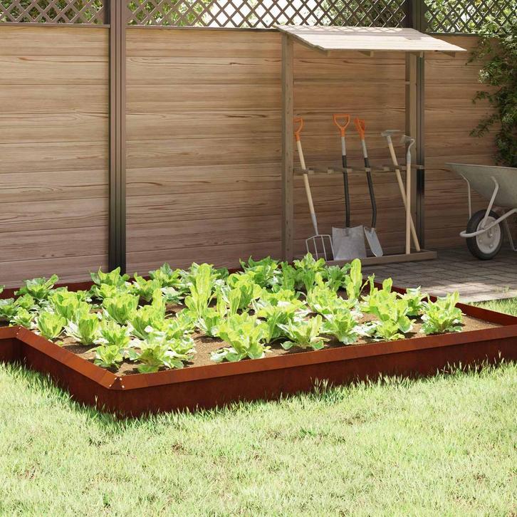 vidaXL Slakkenhekje 16 pcs Roestig 100 x 3,5 x 25 cm, Tuin en Terras, Bielzen en Borduren, Nieuw, Verzenden