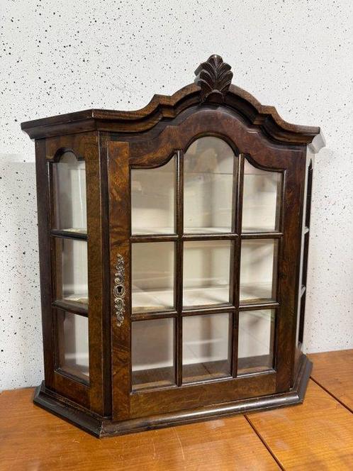 Vitrine - Vintage Houten Vitrinekast met Glazen Deurtjes -, Antiek en Kunst, Curiosa en Brocante