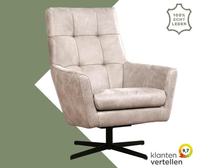 Leren draaifauteuil Central, Huis en Inrichting, Fauteuils, 75 tot 100 cm, 75 tot 100 cm, Nieuw, Leer, Ophalen of Verzenden