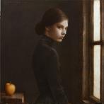 Michal Lukasiewicz - Portrait with an apple., Antiquités & Art, Art | Peinture | Moderne