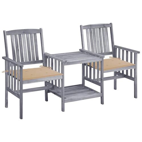 vidaXL Tuinstoelen met tafeltje en kussens massief, Tuin en Terras, Tuinsets en Loungesets, Nieuw, Verzenden