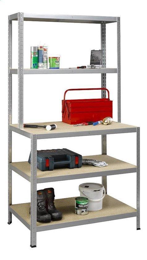 2dekans | Opbergrek Strong Work - metaal en houtlook - 100cm, Doe-het-zelf en Bouw, Werkbanken, Ophalen of Verzenden