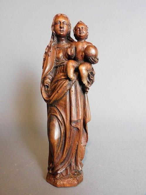 Sculpture, Maria met Kind, 17e eeuw - 28 cm - Bois, Antiquités & Art, Antiquités | Autres Antiquités