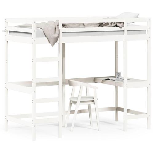 vidaXL Lit superposé avec bureau blanc 100x200 cm bois, Maison & Meubles, Chambre à coucher | Lits, Neuf, Envoi