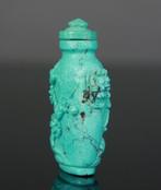 Sculptuur met gesculpteerde bloemen. - Turkoois - China -