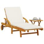 vidaXL Ligbed met kussen en tafel massief acaciahout, Tuin en Terras, Verzenden, Nieuw