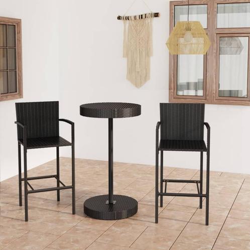 vidaXL 3-delige Tuinbarset poly rattan zwart, Tuin en Terras, Tuinsets en Loungesets, Nieuw, Verzenden