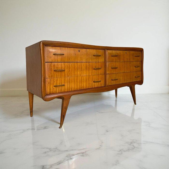 Ladekast - Hout, Glas, Messing, Esdoorn, Antiek en Kunst, Kunst | Designobjecten